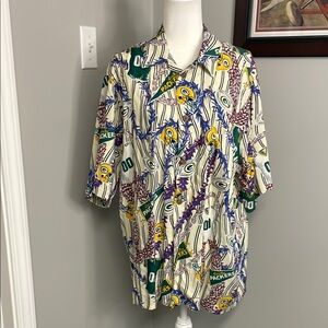 GREENBAY PACKERS Vintage Surf & Turf NFL Hawaiian Shirt Button Down Large Retro